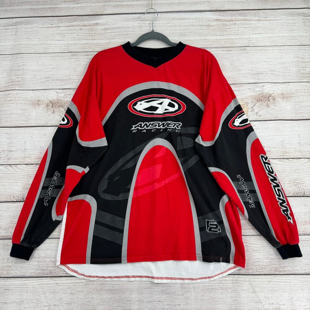 Vintage Answer Racing Long Sleeve Motocross Jersey Mens XXL White Black Red